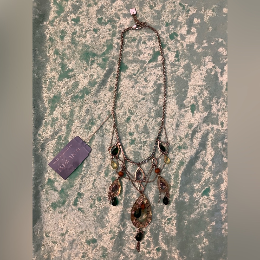 Nine West Green and silver vintage Statement Necklace